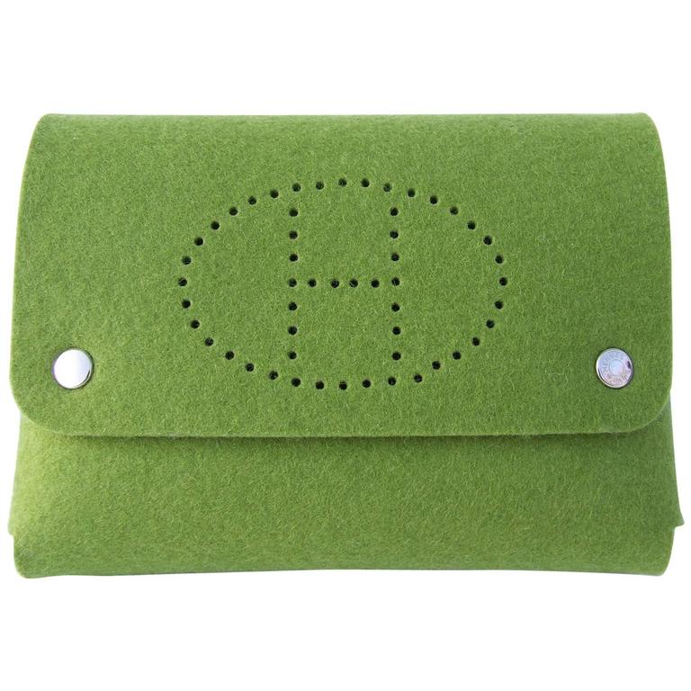 Hermes Green Leather Porquerolles Card Case