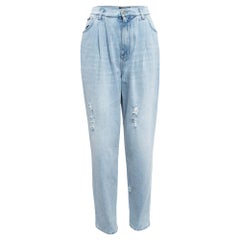 Dolce & Gabbana Light Blue Ripped Denim Pleated Jeans M Waist 28"