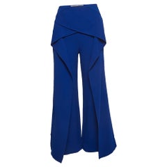 Limitierte Auflage von Roland Mouret Blaue Hose aus Stretch-Krepp mit drapiertem Schlitz S
