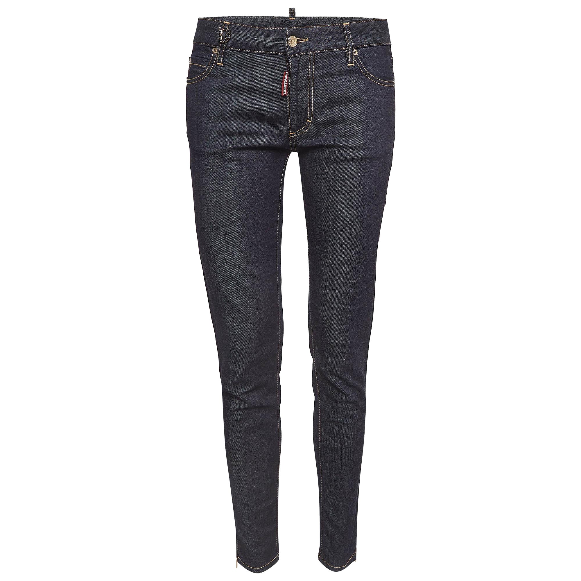Dsquared2 Navy Blue Denim D Embellished Jeans M Waist 42" For Sale