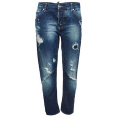 Dsquared2 - Jeans skinny sfrangiati in denim blu con segni di distorsione M. I.