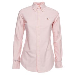 Ralph Lauren Pink Logo Embroidered Cotton Button Down Shirt XS
