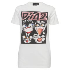 Dsquared2 White Kiss Band Print Cotton Half Sleeve T-Shirt M