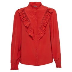 Zadig & Voltaire Red Silk Ruffled Taccora Blouse XS