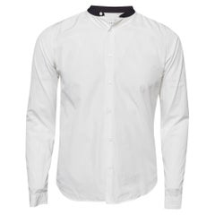 Sandro White Contrast Band Collar Cotton Shirt S