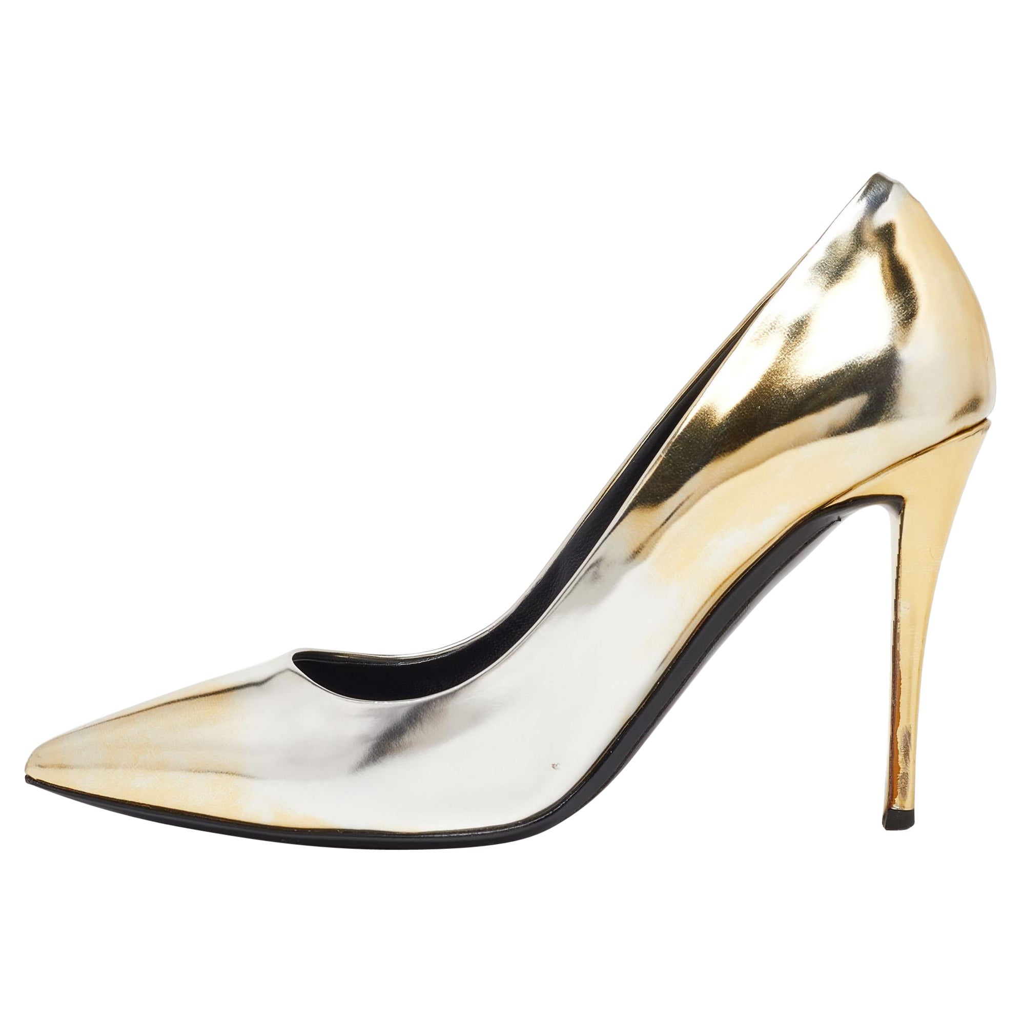 Giuseppe Zanotti Gold/Silber Leder Pumps mit spitzer Zehe Größe 35