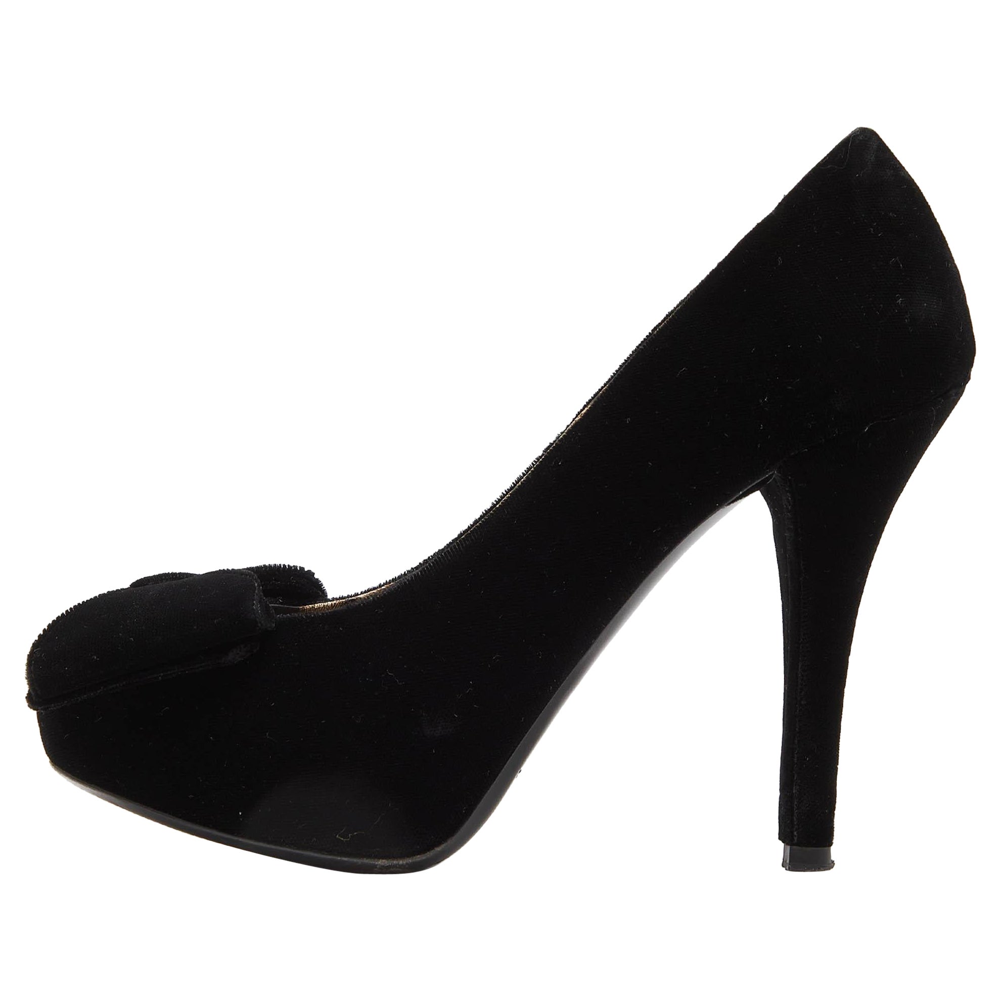 Dolce & Gabbana - Décolleté con fiocco in velluto nero taglia 37