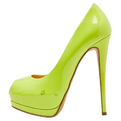 Giuseppe Zanotti Neon Green Patent Leather Sharon Peep Toe Pumps Size 39