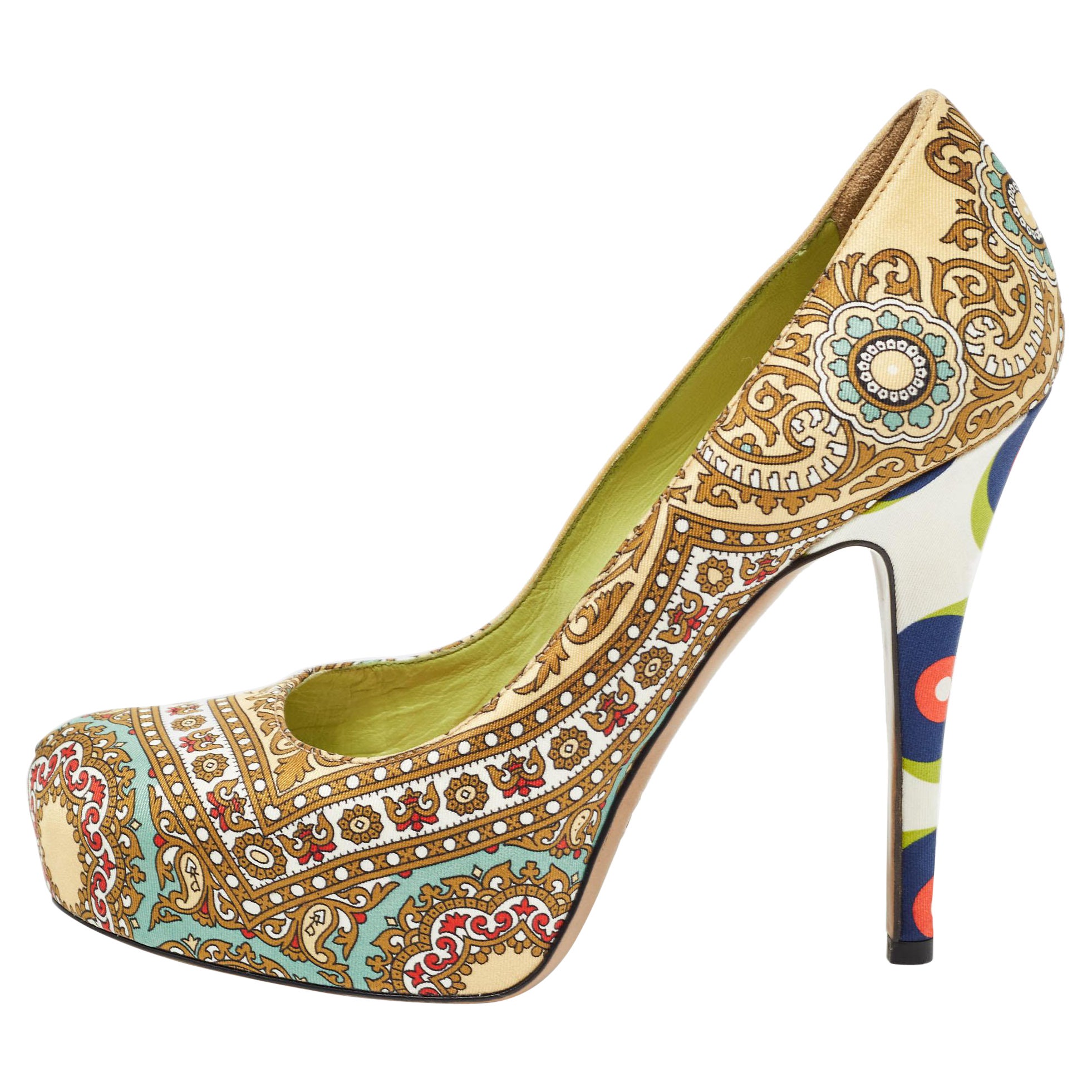 D&G escarpins à plateforme en tissu imprimé multicolore, taille 36,5