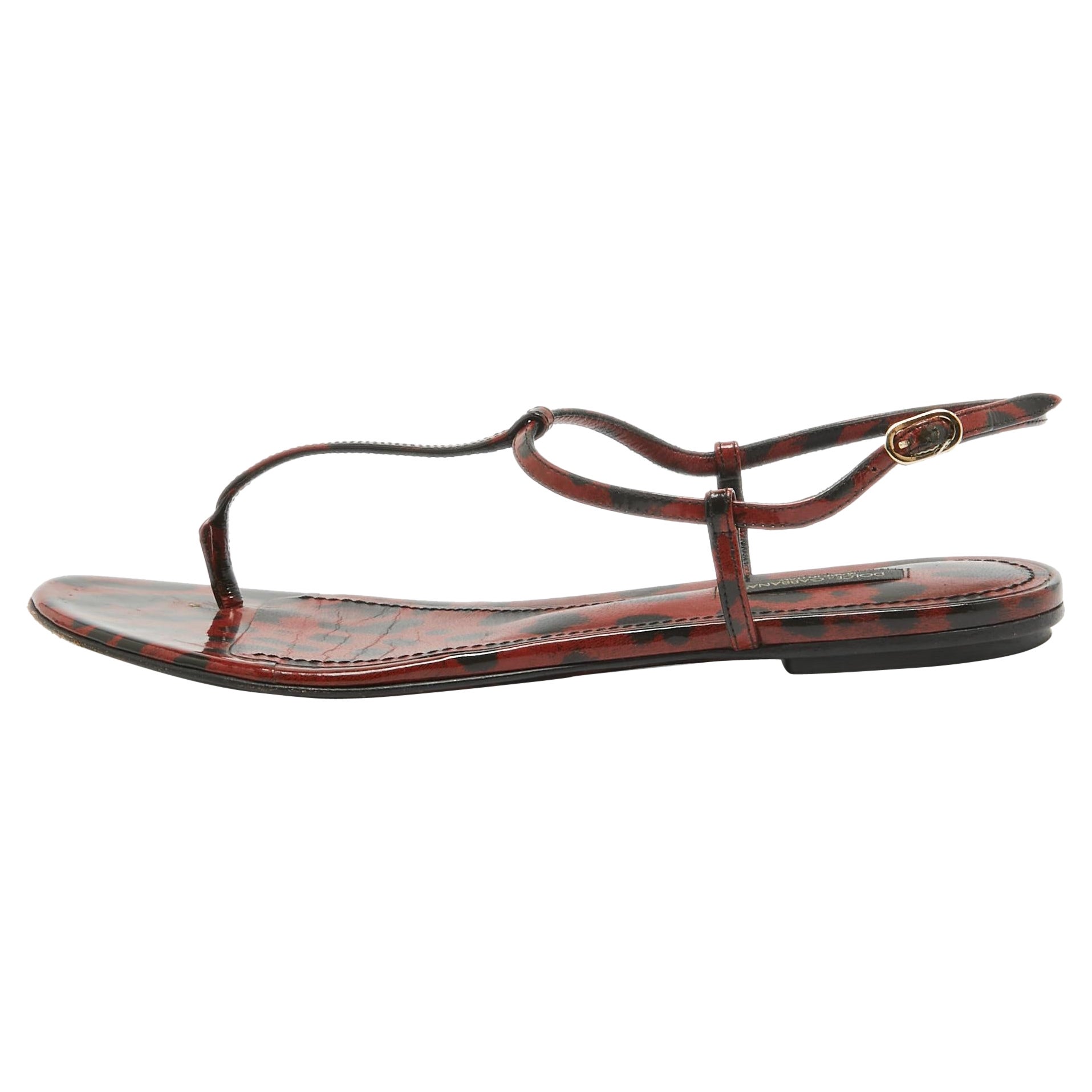 Dolce & Gabbana Brown/Black Patent Slingback Flats Größe 39