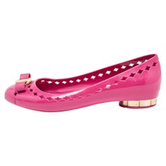 Salvatore Ferragamo Pink Rubber Vara Ballet Flats Size 39.5