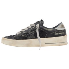 Golden Goose Black/Grey Leather and Mesh Stardan Low Top Sneakers Size 39