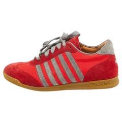 Dsquared2 - Baskets basses en daim et toile rouge/gris, taille 41