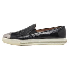 Miu Schwarze Lackleder Slip On Turnschuhe Größe 41