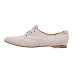 Used Manolo Blahnik Grey Canvas Oxfords Size 39.5