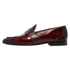 Santoni Burgunderfarbene Loafers aus Leder Slip On Größe 41