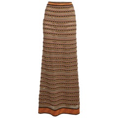 M Missoni Brown Stripe Pattern Knit Maxi Skirt S
