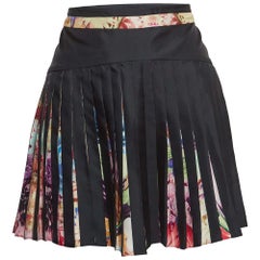 Roberto Cavalli Multicolor Floral Printed Silk Pleated Mini Skirt S