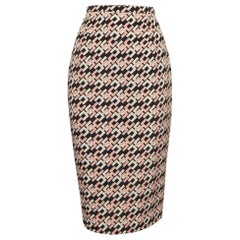 Elisabetta Franchi Black/Pink Logo Print Crepe Pencil Skirt M