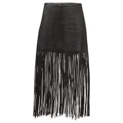 Maje Black Leather Fringed Short Skirt M