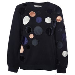 Sportmax - Felpa girocollo in jersey nero con applicazioni Dot Dot Dot S