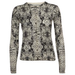 Zadig & Voltaire Black/White Abstract Print Cashmere Buttoned Cardigan S