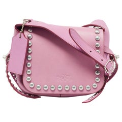 Coach Pink Leather Rivet Dakotah Crossbody Bag