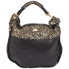 Jimmy Choo Black Leather Studded Sky Bangle Hobo