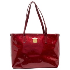 MCM Dark Red Visetos Patent Leather Tote