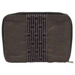 Hermes Grey Canvas Herline Zip Wallet