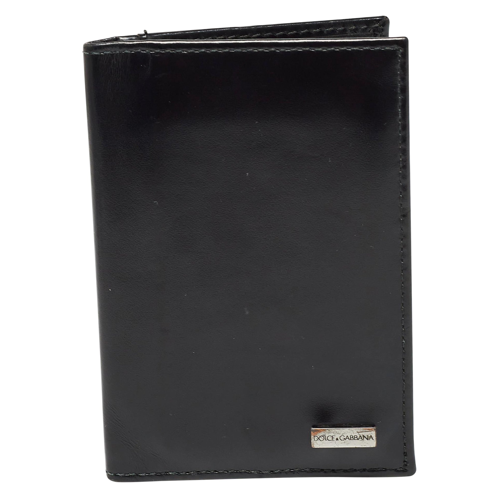 Dolce & Gabbana Black Leather Bifold Card Holder For Sale