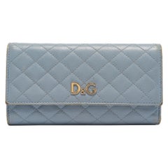 D&G Light Blue Quilted Leather Continental Wallet