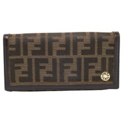 Fendi Tobacco Zucca Canvas and Leather Flap Continental Wallet
