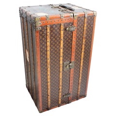 Antique Louis Vuitton Large Wardrobe Steamer Trunk Monogram Travel Case Early 20th C