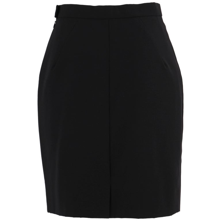 HERMES Paris Black Classic Pencil Skirt Size 38 For Sale at 1stDibs