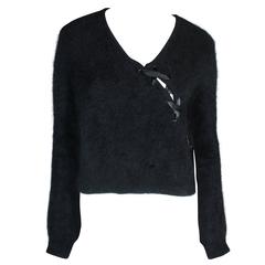 Christian Dior Black Cropped Sweater With Satin Lacing 5