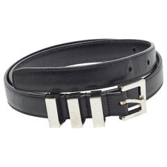 Saint Laurent Cintura sottile in pelle nera con fibbia 75CM