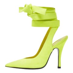 The Attico Green Suede Venus Ankle Wrap Pumps Size 36