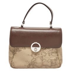 Alviero Martini 1A Classe Choco Brown/Beige Coated Canvas Top Handle Bag