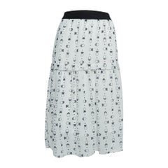 See by Chloe jupe midi à volants en mousseline imprimée blanche, taille M