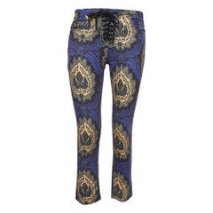 Isabel Marant Etoile Purple Floral Print Cotton Twill Lace-Up Trousers S