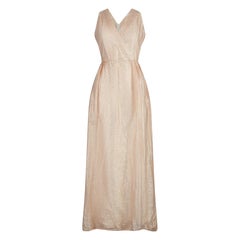 1960s Jean Allen Gold and Cream Lurex Maxi Dress