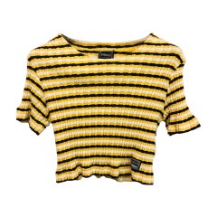 Versace Jeans Couture multi colours stripe cotton cropped top