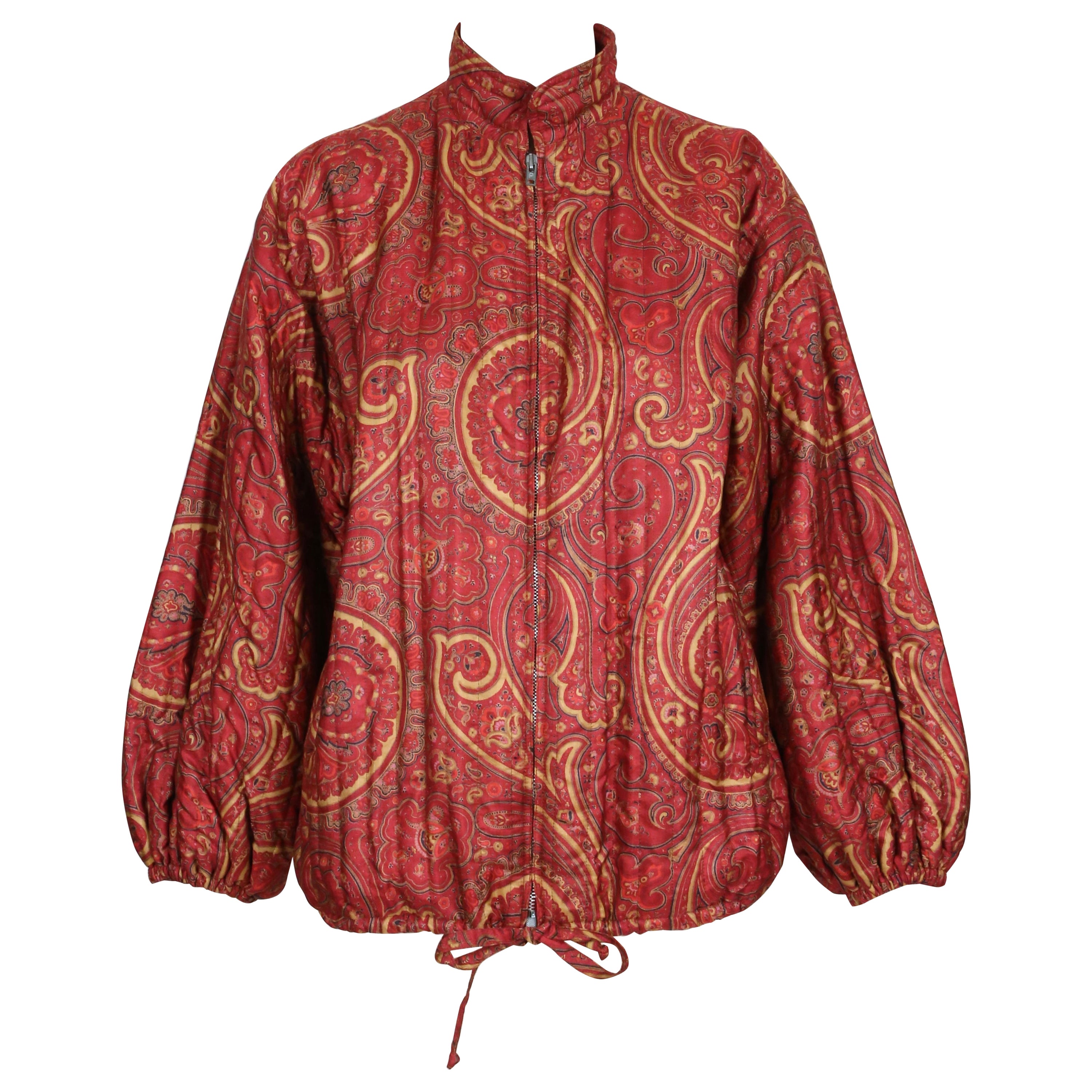 1977 YVES SAINT LAURENT paisley printed quilted silk jacket For Sale