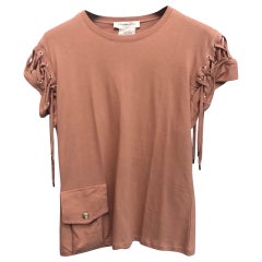 Dior lace sleeves cotton top in vintage pink palette