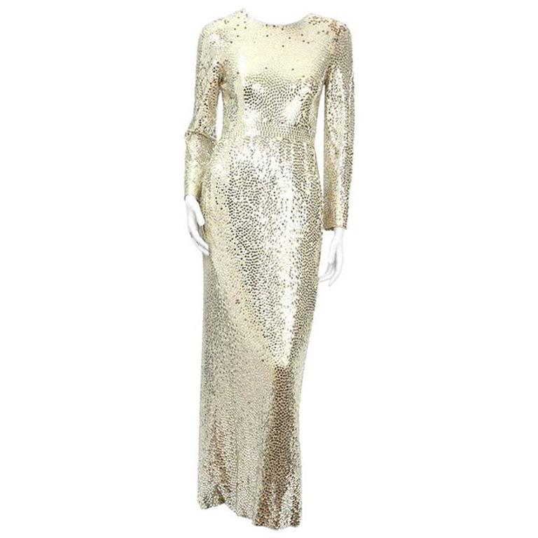 Norman Norell Long Sleeve Paillette Dress 1960s For Sale at 1stDibs ...