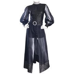 Sensational 1970s Black Chiffon Rhinestone Romper and Full Length Ball Skirt 70s 11