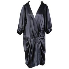Yves Saint Laurent Black Satin Tuxedo Dress 1980s