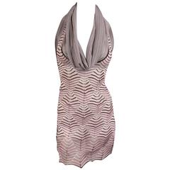 MISSONI Pink & Brown Cowl Neck Halter Top - Small