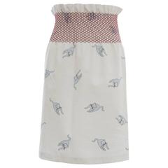 Miu Miu Cotton Skirt With Cat Print And Red Smocked Waist, Spring - Summer 2010